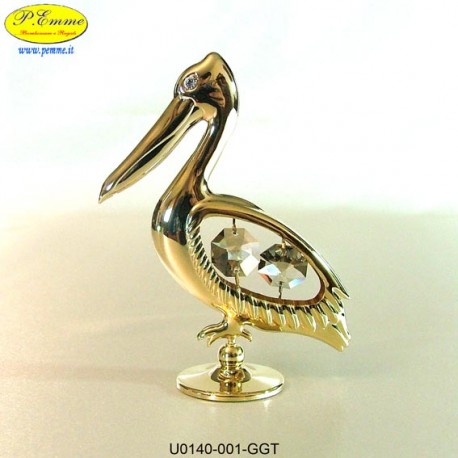 PELICAN BIG GOLD - cm. 10 x 8- elements SWAROVSKI