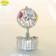 WORLD MAP ON REVOLVING BASE MUSIC SILVER - Cm. 10 x 6- elements SWAROVSKI