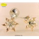 DOUBLE FLOWER SILVER METAL APPLICATIONS WITH SWAROVSKI CRYSTAL - Cm. 19 x 18.5