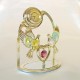 COLOMBE SU CUORE CON OROLOGIO GOLD - Cm. 11,5 x 10,5 - Elementi SWAROVSKI