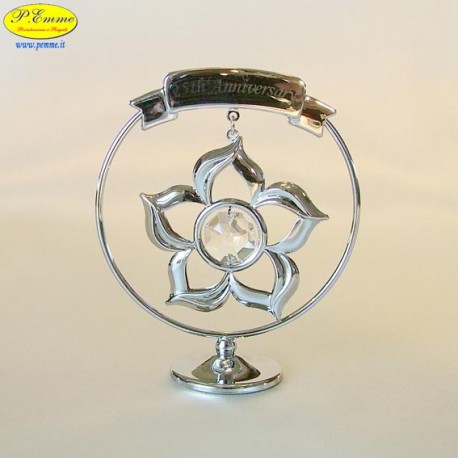 FLOWER 25th ANNIVERSARY SILVER - Cm. 8.5 x 7 - Swarovski Elements